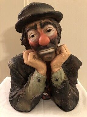 VINTAGE EMMETT KELLY JR SAD HOBO CLOWN BUST HEAD 1987